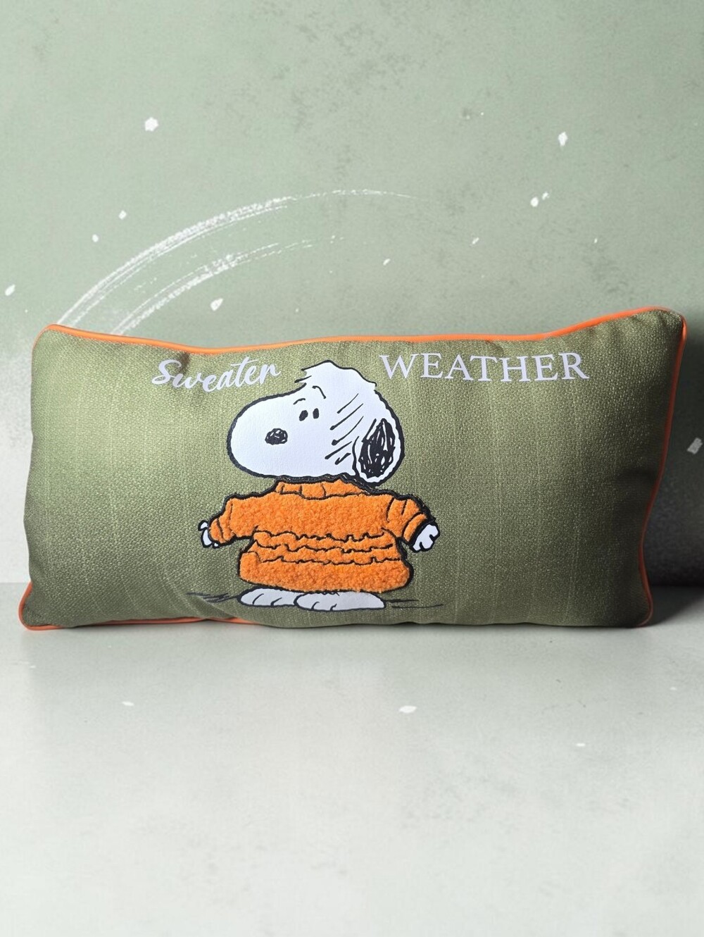 Peanuts Snoopy Sweater Weather Fall Lumbar Throw Pillow 19.5x10 Nwt